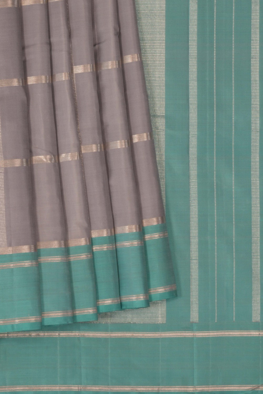 Image of Arani Silk Kattam Grey Saree
